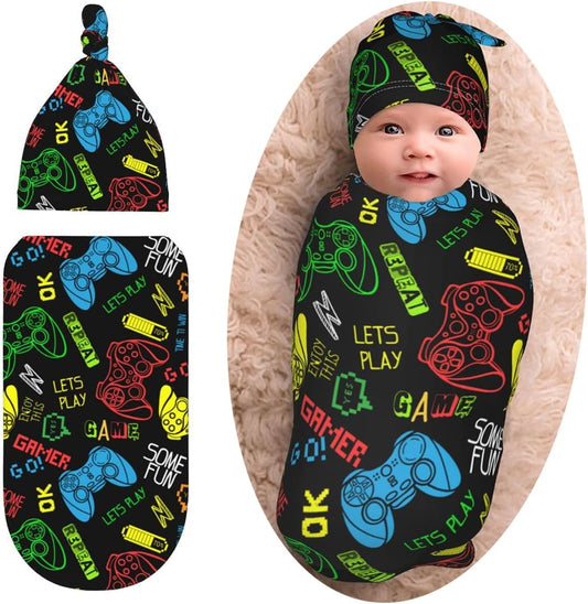 Soft Gaming Swaddle Blanket Set for Newborns by Sozzjile