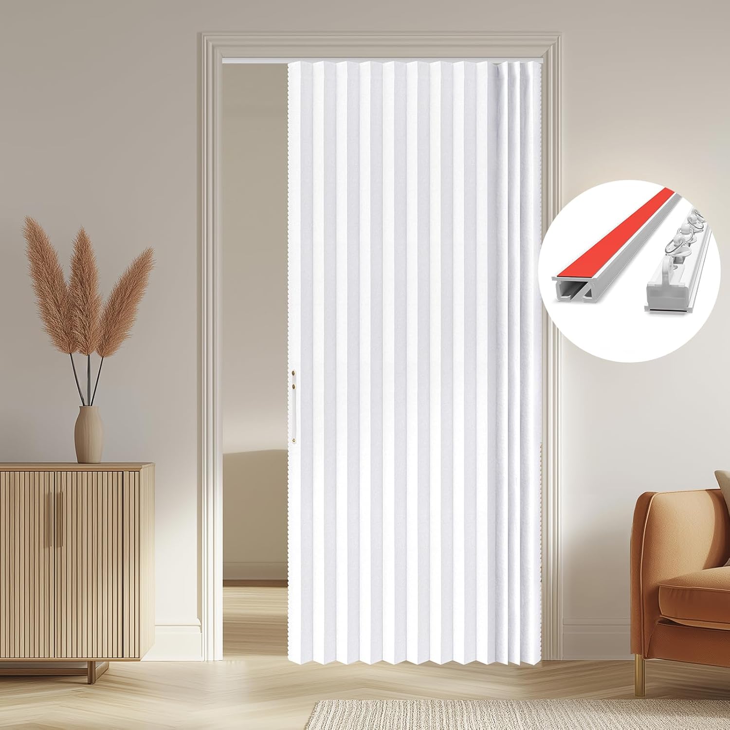 AJAZZ 100% Blackout Accordion Door Curtain for Home Use