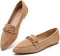 Tilocow Metal Chain Loafers for Women Pointed Toe Slip on Flats