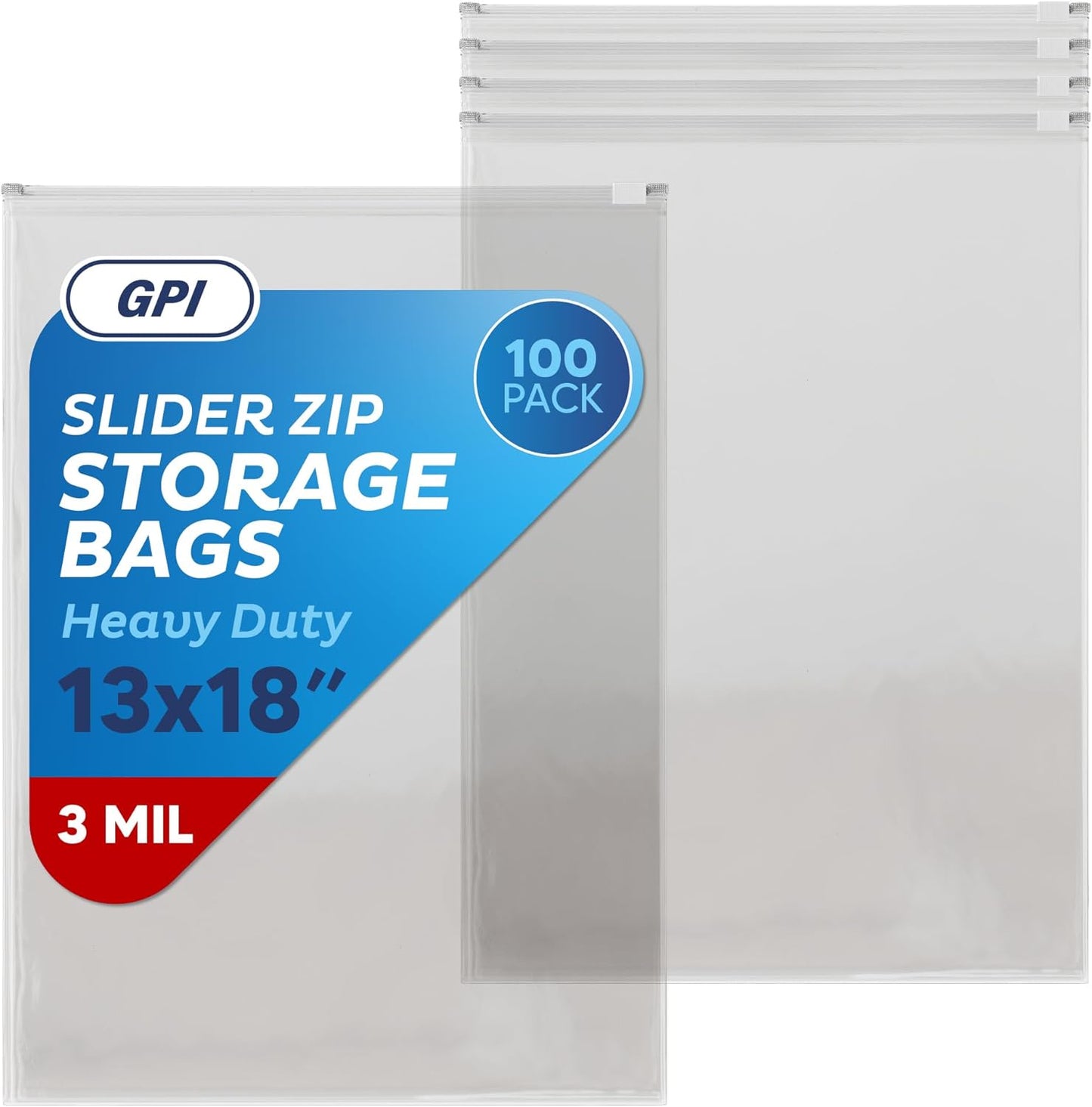 Jumbo Slider Zip Food Storage Bags - 100 Count Heavy Duty