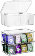 Tea Bag Organizer - Stackable Clear Storage for Countertops and Pantry