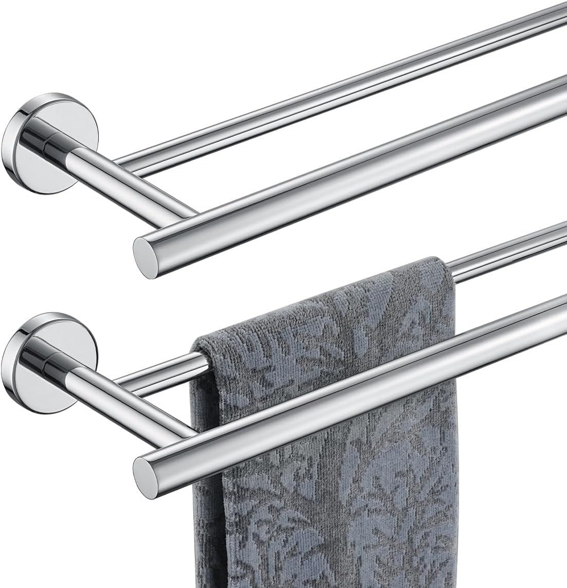 JQK Double Bath Towel Bar - 33 Inch Stainless Steel Rack