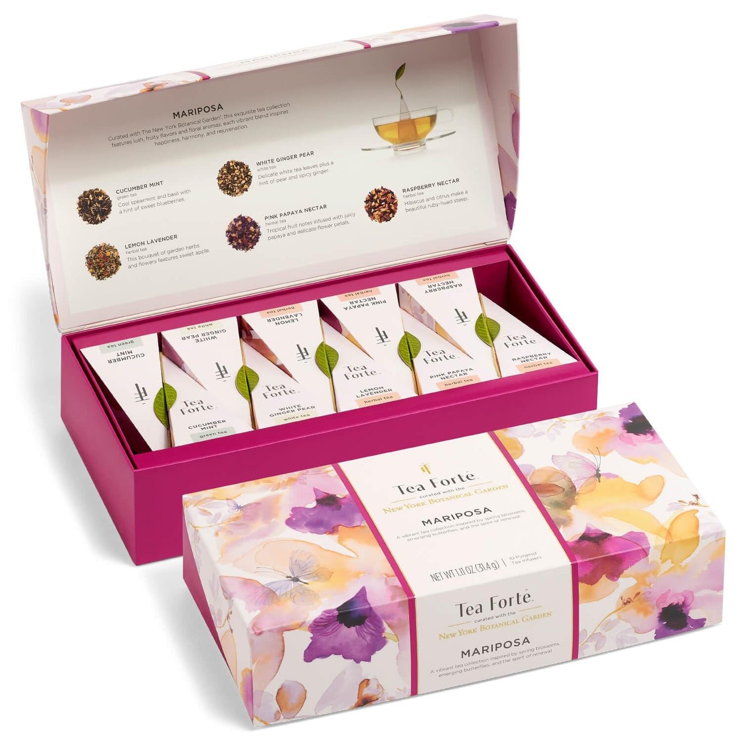 Tea Forte Mariposa Premium Tea Gift Sampler with 10 Infusers