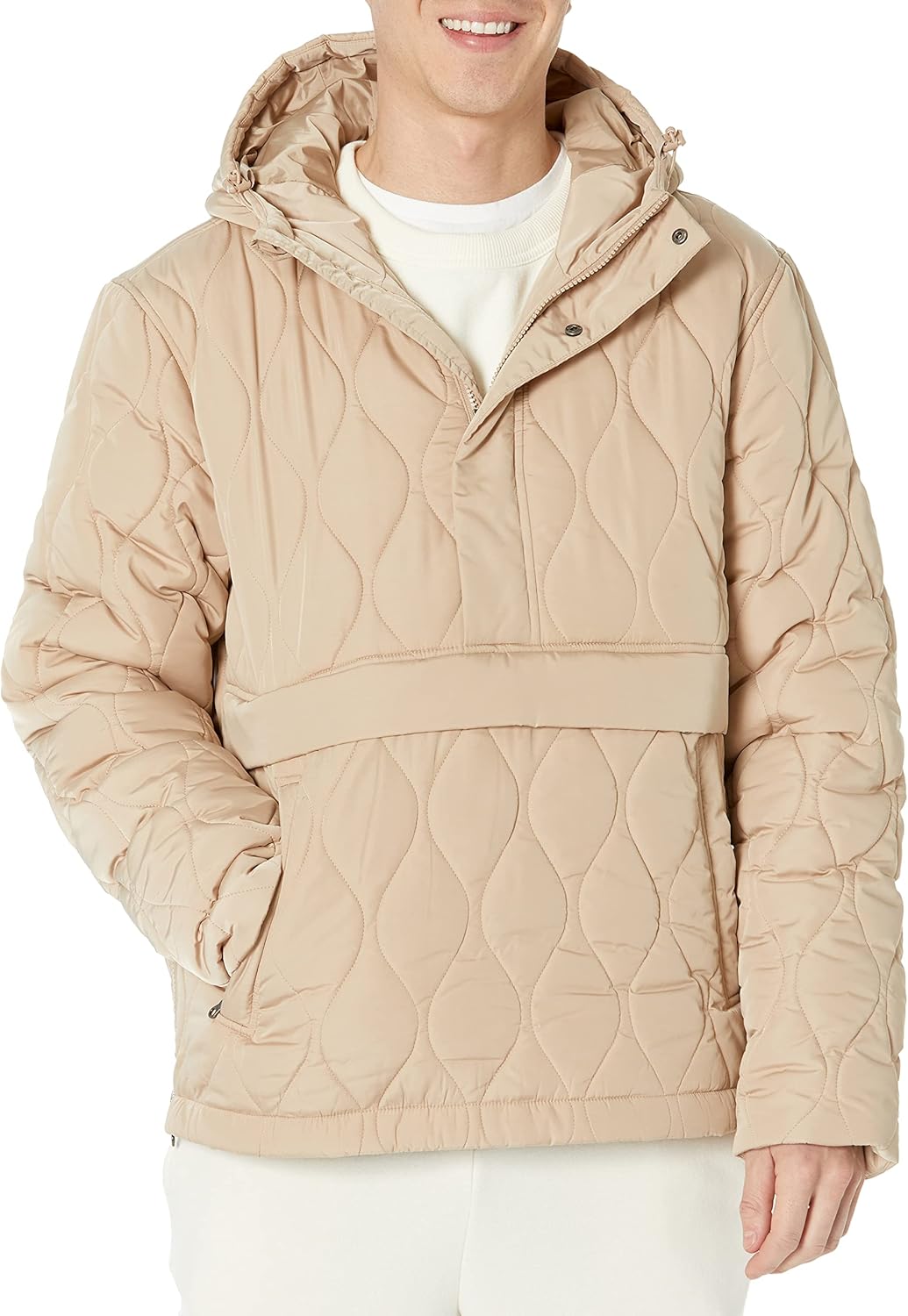 Comfortable Men's Anorak Hooded Quarter-Zip Puffer Coat