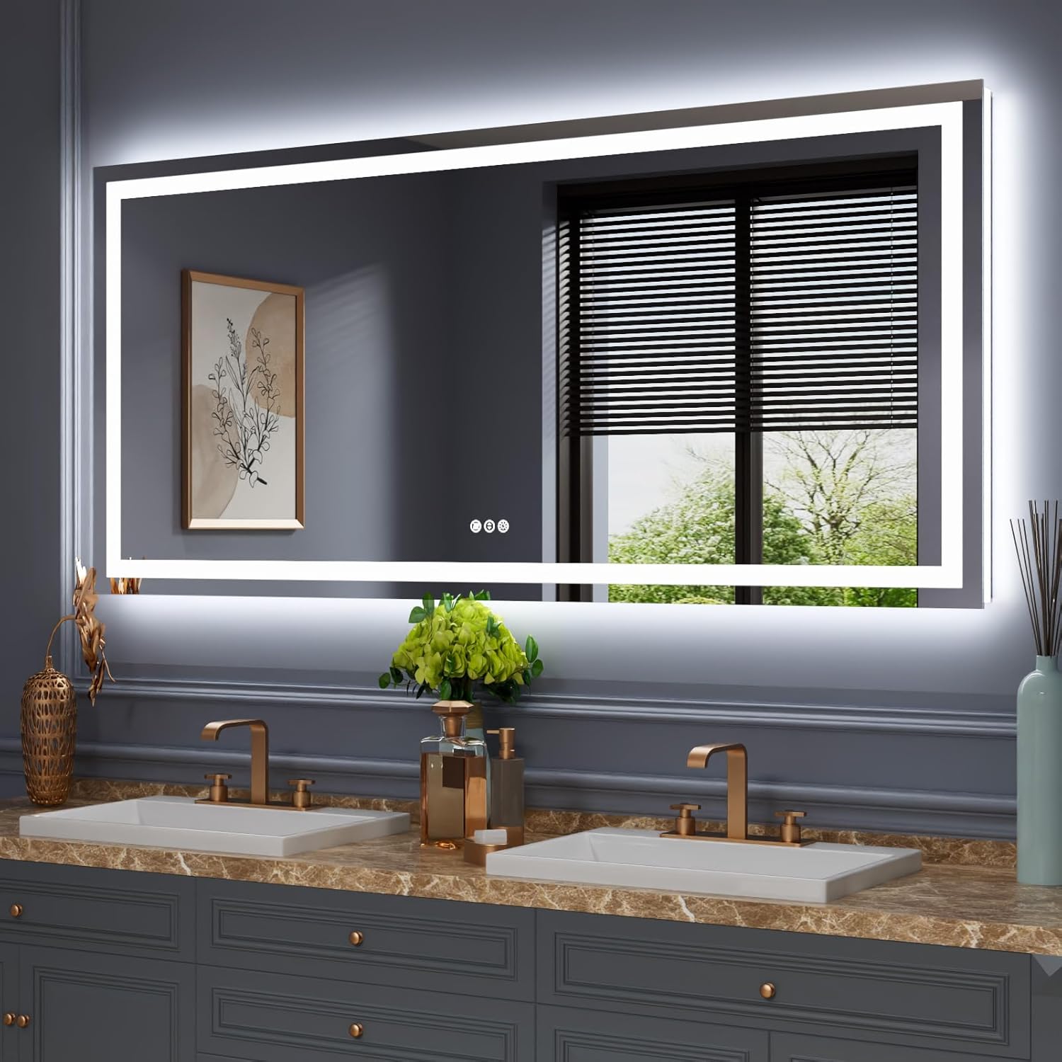 Amorho LED Bathroom Mirror with Front and Backlight Features