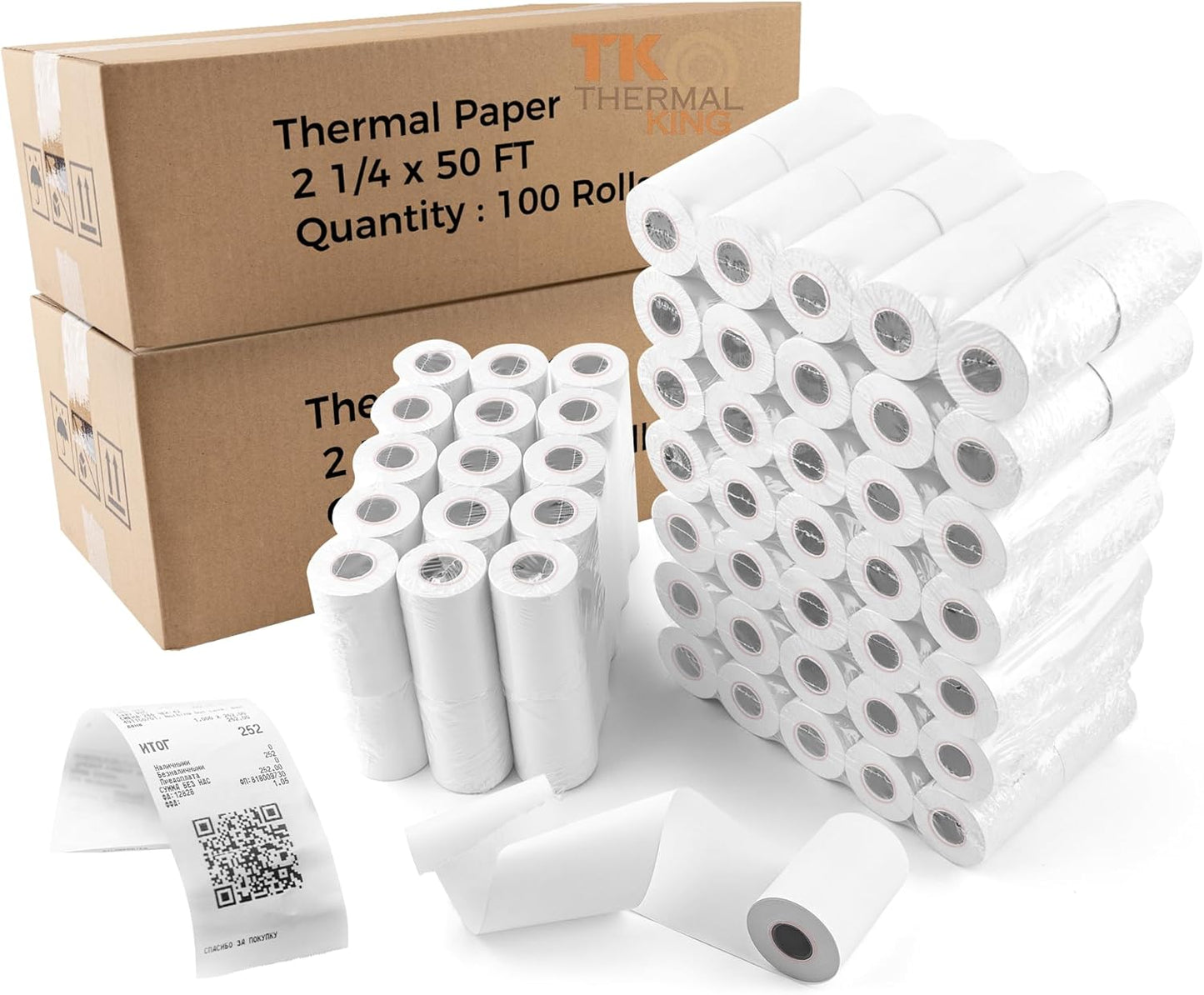 200 Rolls of 2 1/4 in x 50 ft Thermal Paper for POS Systems