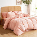 Wake In Cloud Striped Cotton Duvet Cover Set - Light Pink King