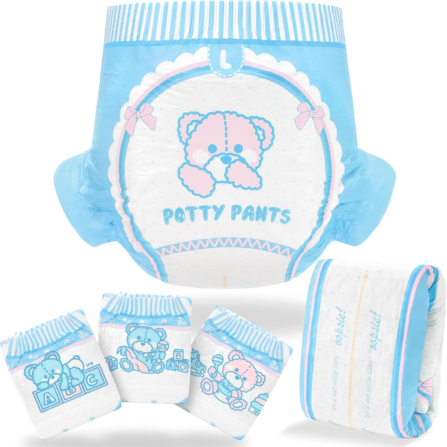 Littleforbig Adult Printed Diaper 10 Pcs - Large Potty Pants, Reusable Comfort