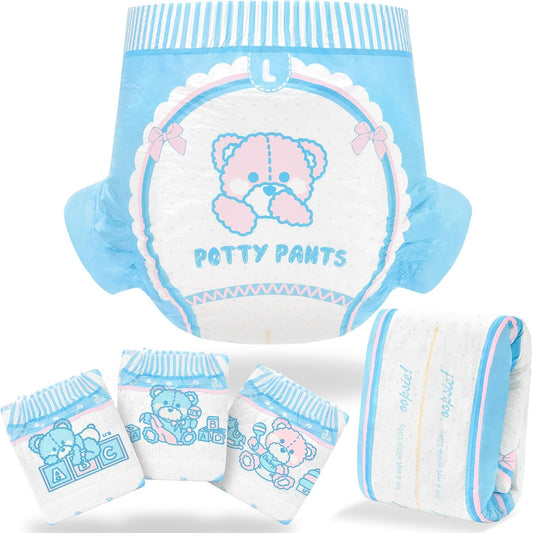 Littleforbig Adult Printed Diaper 10 Pcs - Large Potty Pants, Reusable Comfort