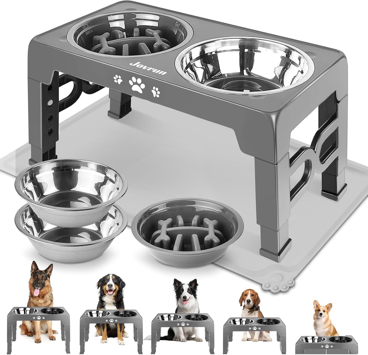 Elevated Dog Bowls with Adjustable Stand for Healthy Dining