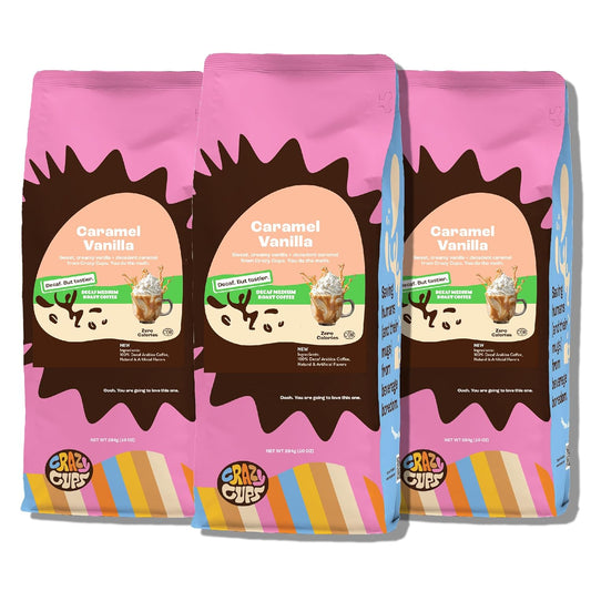 Crazy Cups Decaf Caramel Vanilla Coffee, 10 oz Bags, 3 Pack