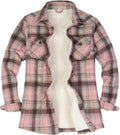 ThCreasa Womens Sherpa Lined Flannel Jacket - Cozy Plaid Button Down