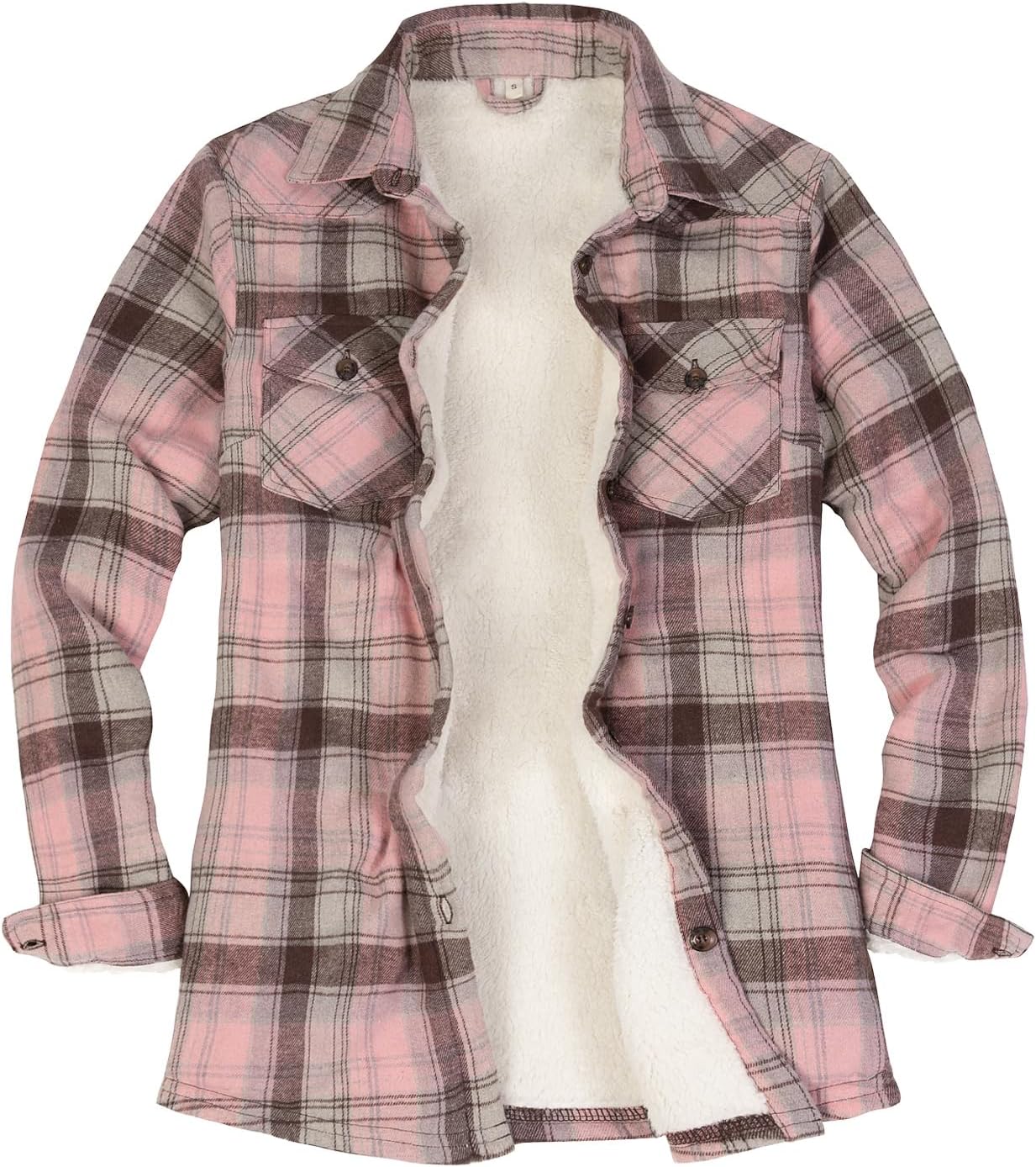 ThCreasa Womens Sherpa Lined Flannel Jacket for Cozy Warmth