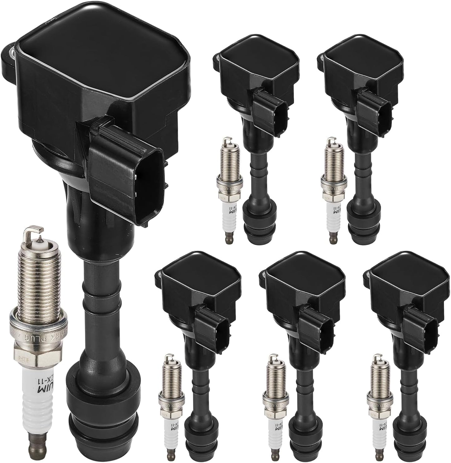 Set of 6 UF349 Ignition Coil Pack and Spark Plugs for Infiniti