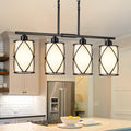 4-Light Kitchen Island Lighting Modern Black Linear Chandelier - Sleek