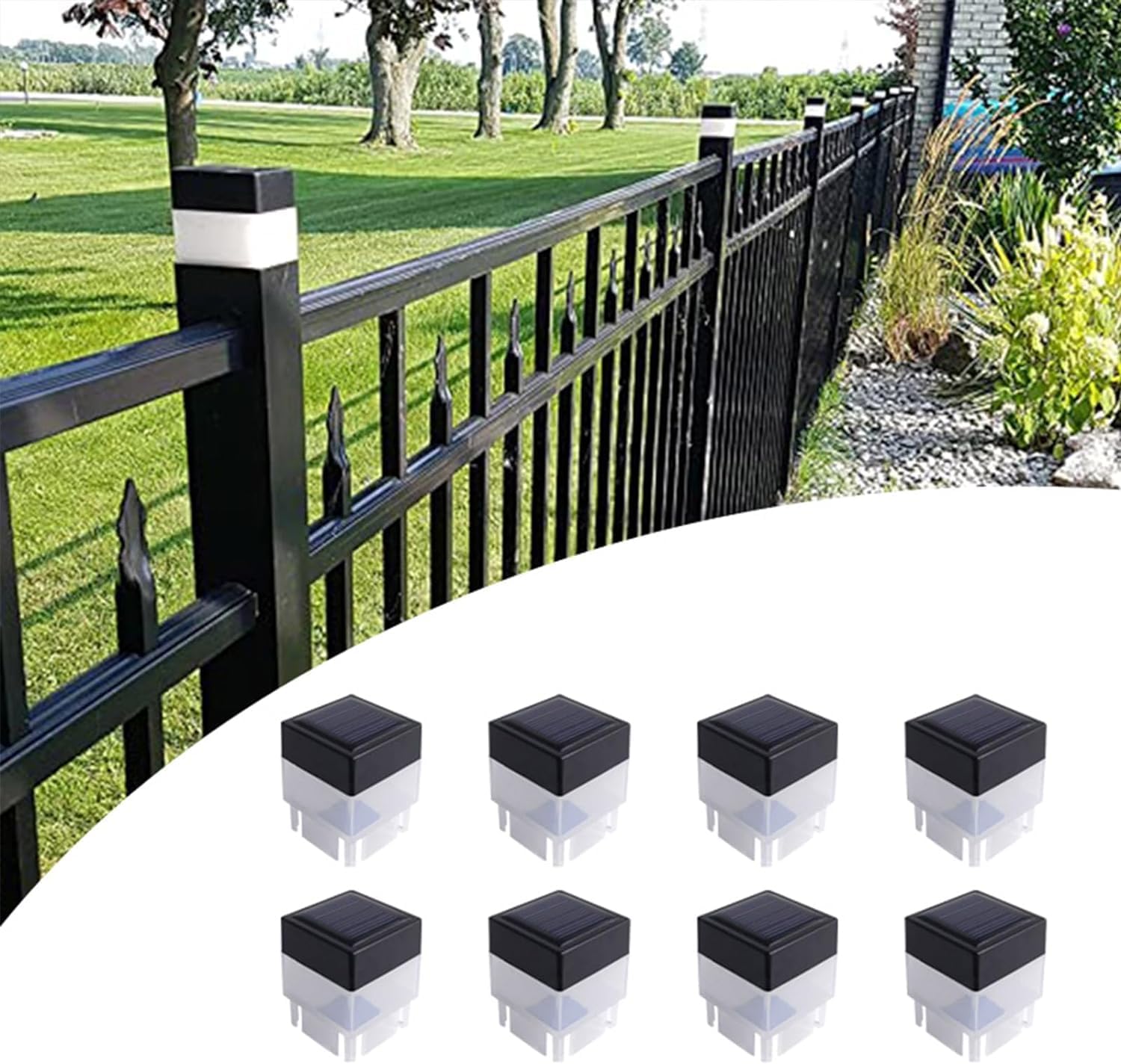 Solar LED Fence Post Cap Lights for Wrought Iron & Garden Use