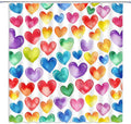 Colorful Love Heart Shower Curtain 70 x 70 - Romantic Watercolor Bath
