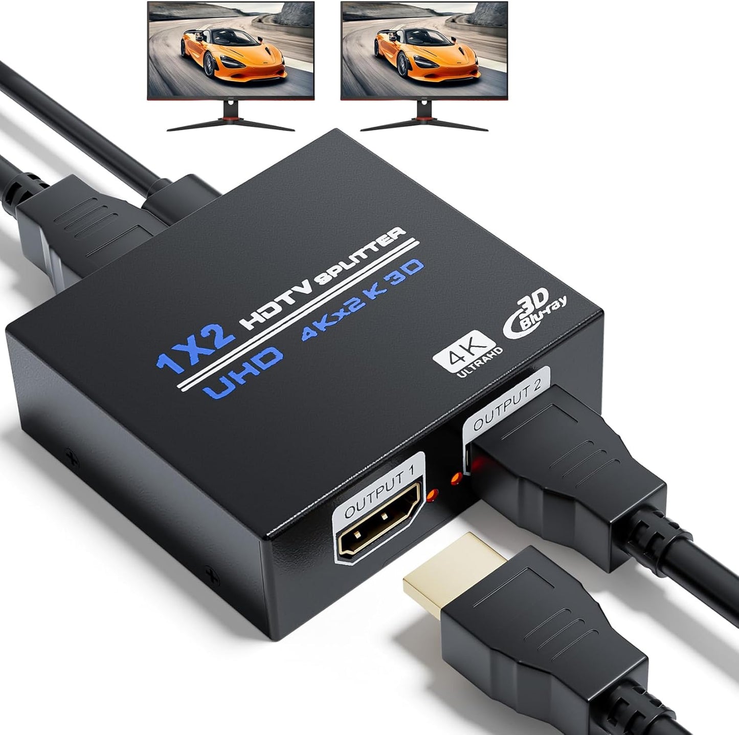 BolAAzuL 4K HDMI Splitter: Dual Monitor Power