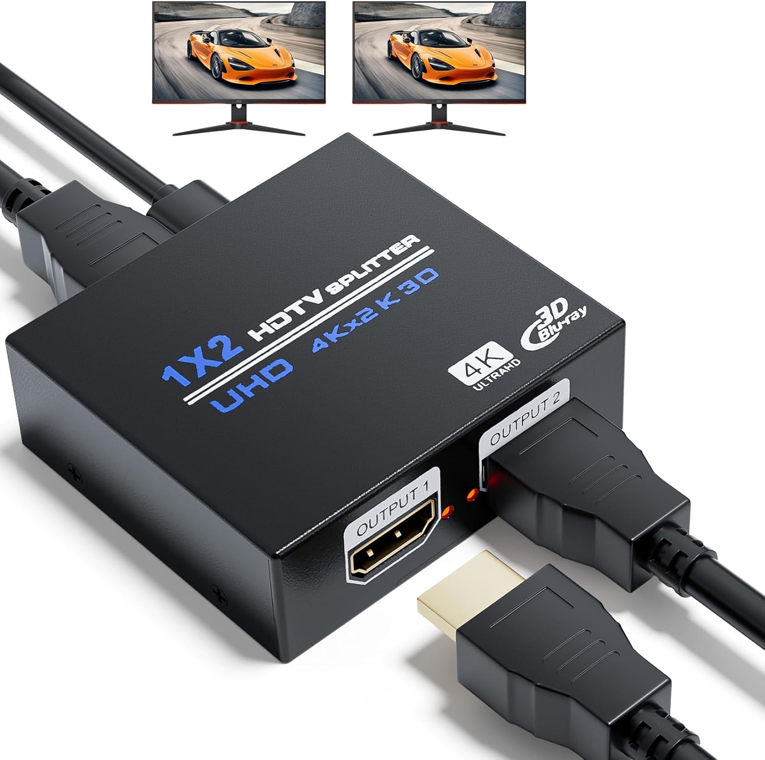 BolAAzuL 4K HDMI Splitter: Dual Monitor Power