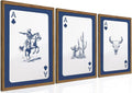 Western Wall Art Set of 3 Blue Cowboy Wall Decor - Framed 16x24 in