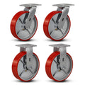 8in x 2in Industrial Casters - Heavy Duty Polyurethane Wheels