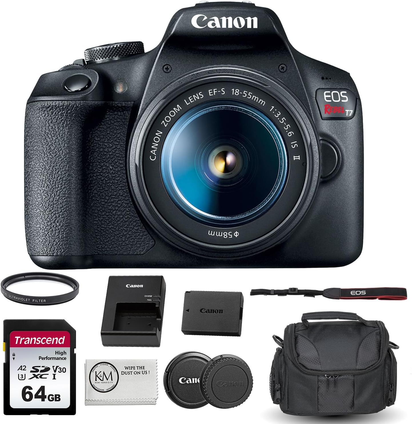 Canon EOS Rebel T7 DSLR Camera with 18-55mm Lens Bundle