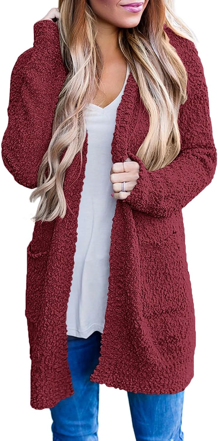 MEROKEETY Women's Long Sleeve Soft Chunky Knit Cardigan Coat