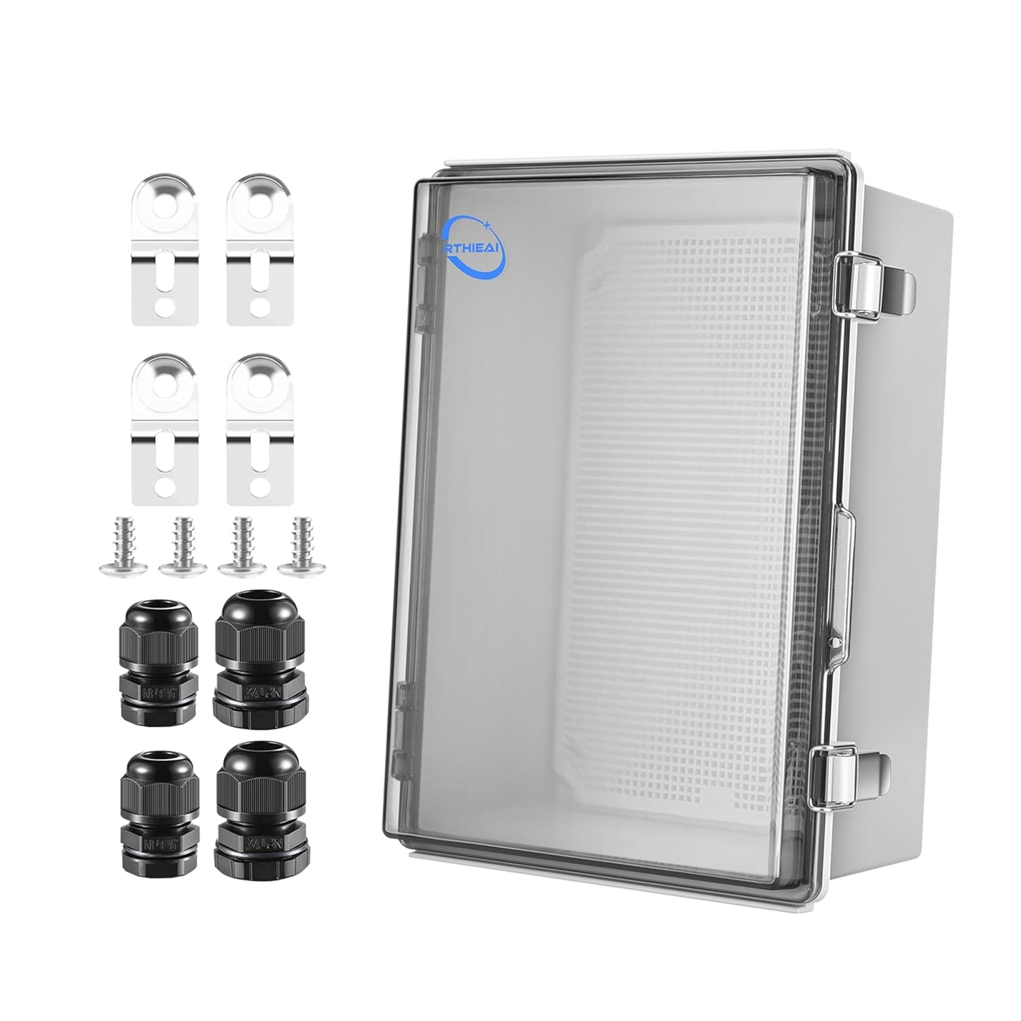 Waterproof Outdoor Junction Box with Hinged Clear Cover and Brackets
