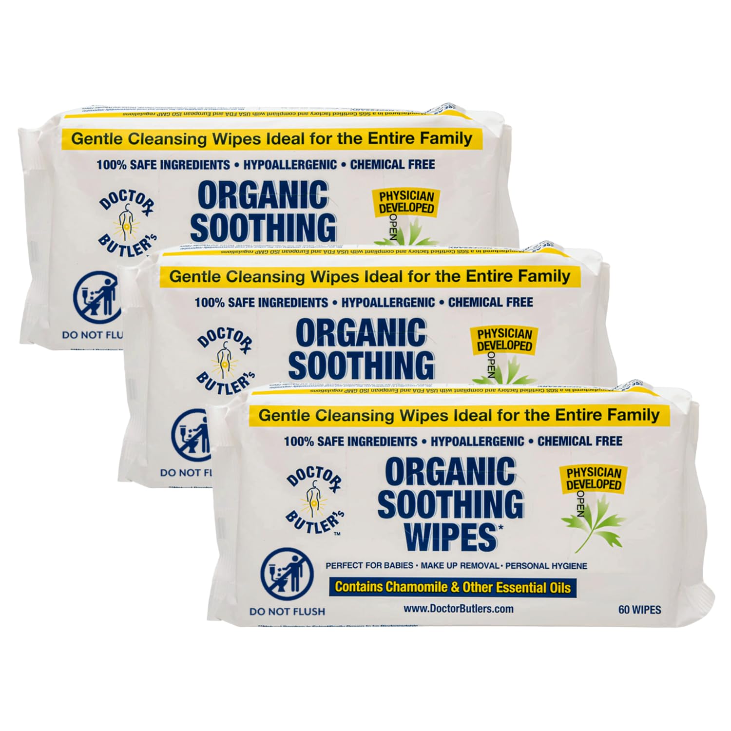 Doctor Butler's Soothing Wipes for Sensitive Skin and Baby Care