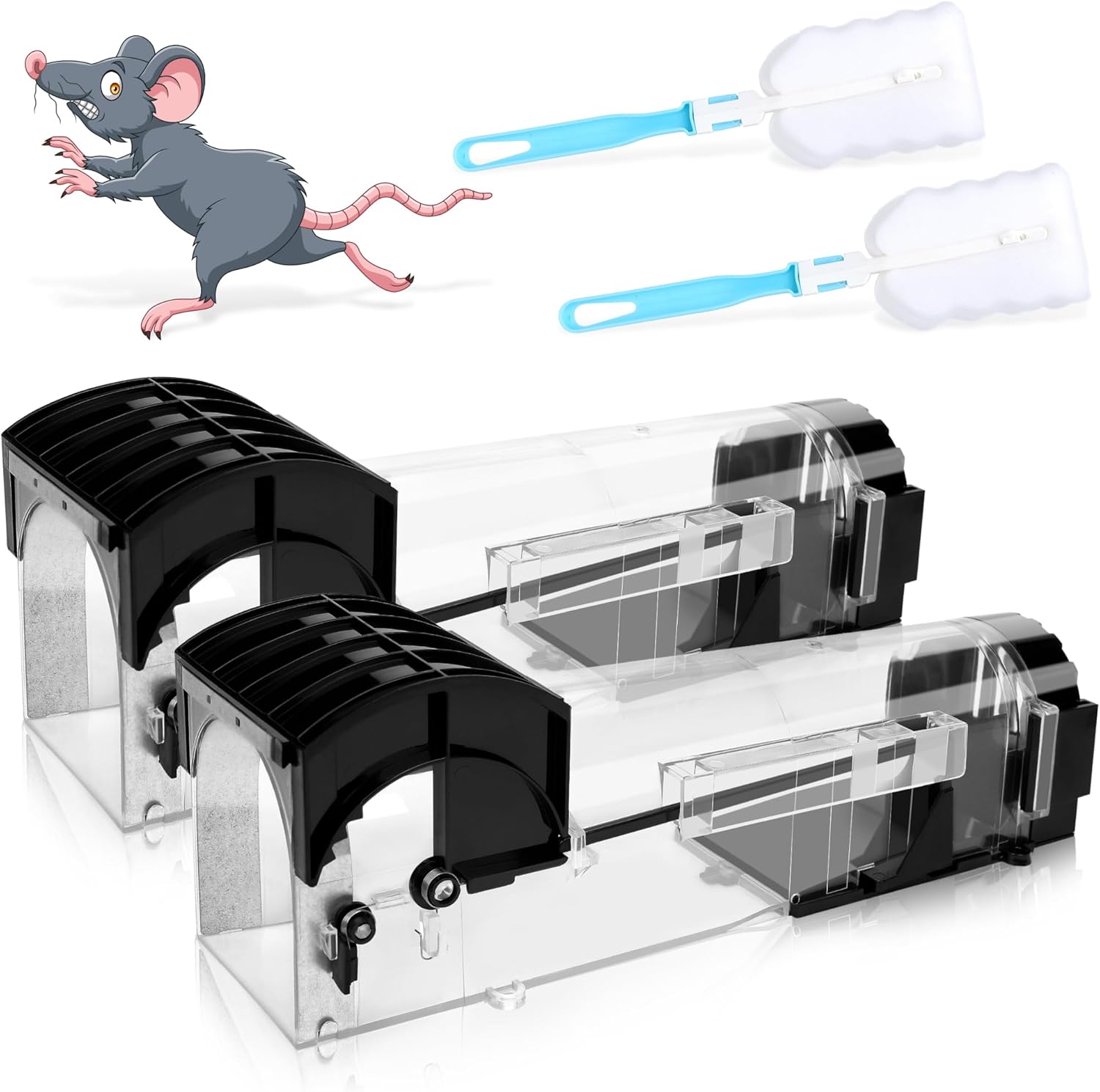 2 Pack Humane Mouse Traps - Indoor/Outdoor Live Catch Release