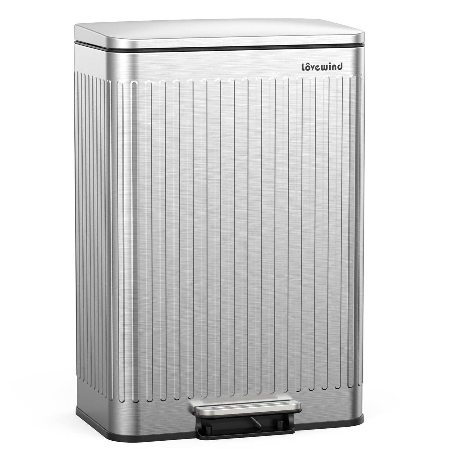Lovewind 60 Liter Stainless Steel Trash Can with Soft-Close
