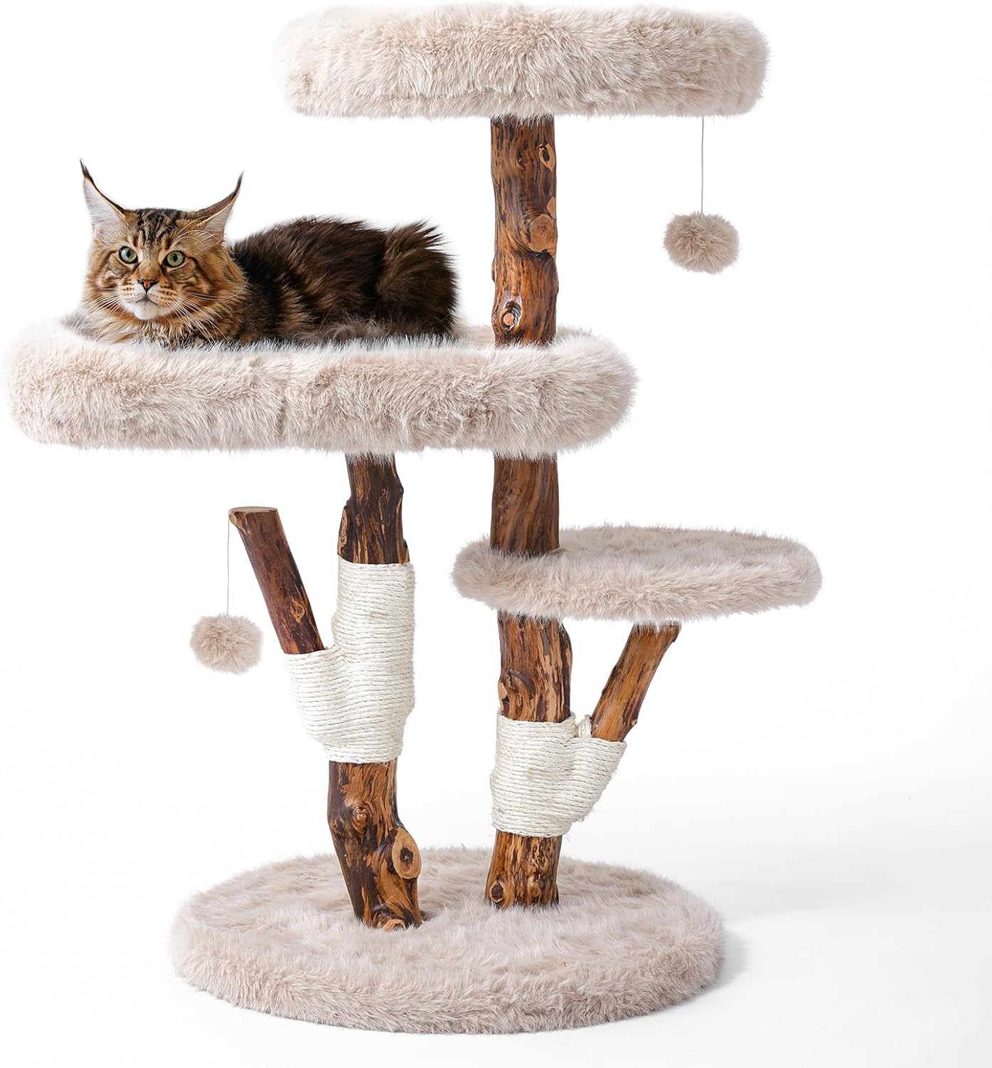 Aesthetic Cat Tree Tower for Large Cats with Faux Fur Comfort