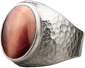 Natural Pink Tiger Eye Sterling Silver Men's Ring - Handcrafted