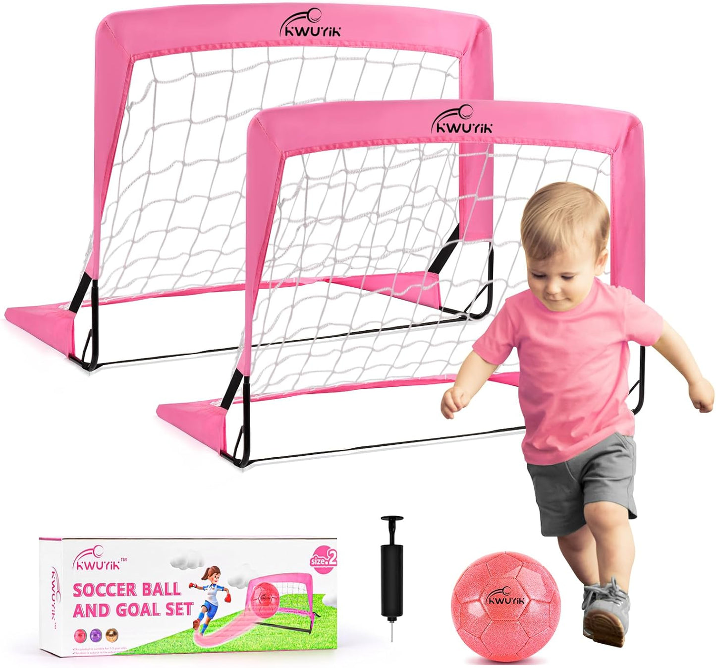 4Pcs Soccer Goals Set with Indoor Soccer Nets and Ball