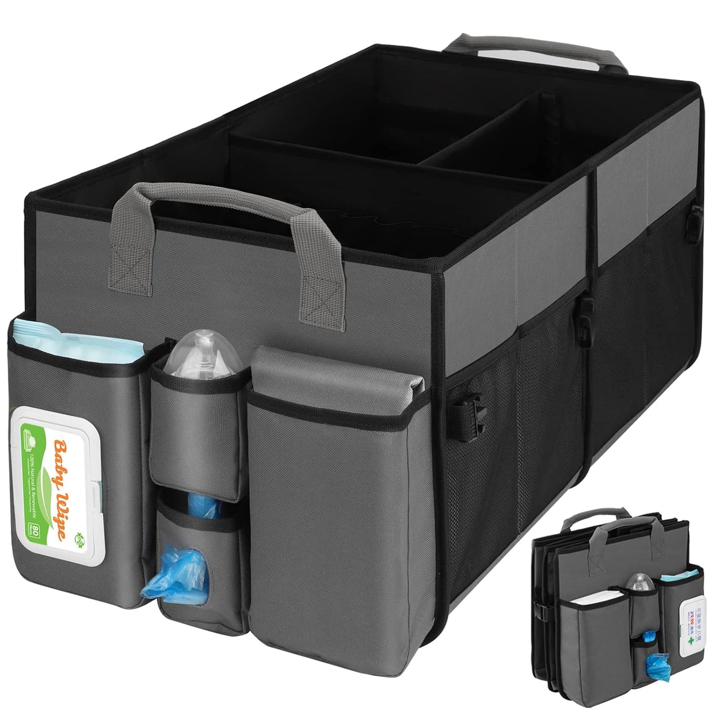 Collapsible Trunk Organizer for Baby Diaper Changing Station