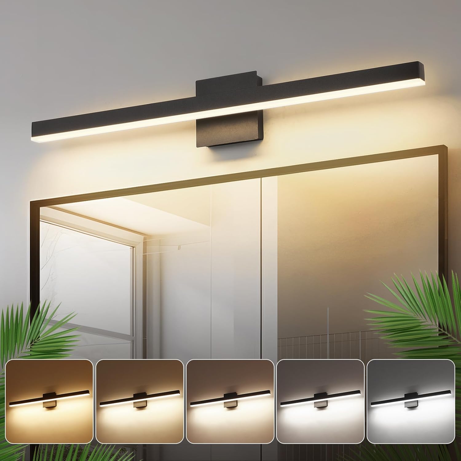 Joossnwell Black Bathroom Light Fixture for Modern Vanity Use