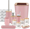 Pink Bathroom Accessories Set 11 Pieces - Compact Stylish Storage