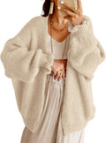 Oversized Open Front Cardigan for Women with Ruffle Sleeves