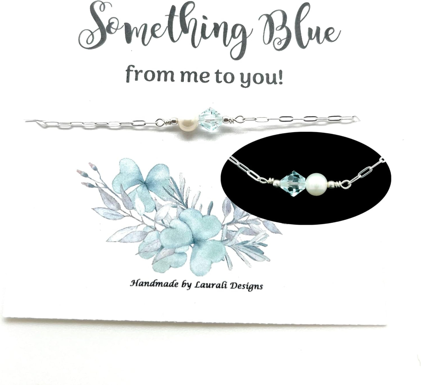 Something Blue Bride Gift Anklet Wedding with Sterling Silver