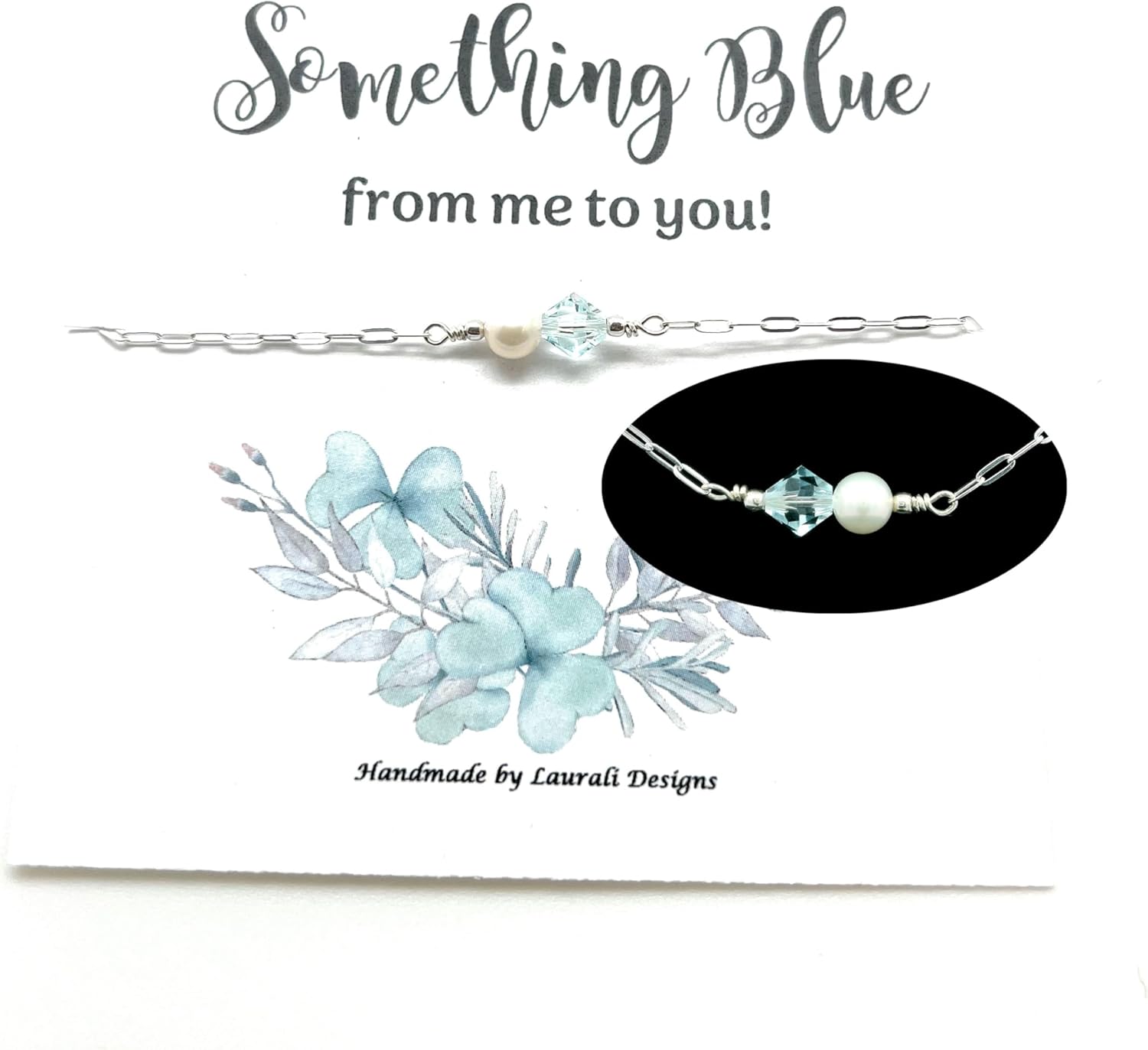 Something Blue Bride Gift Anklet Wedding with Sterling Silver