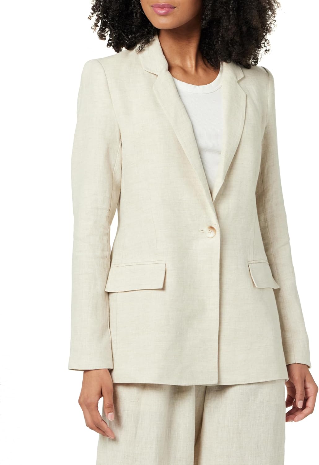 Blake Long Blazer in Natural Linen for Effortless Style