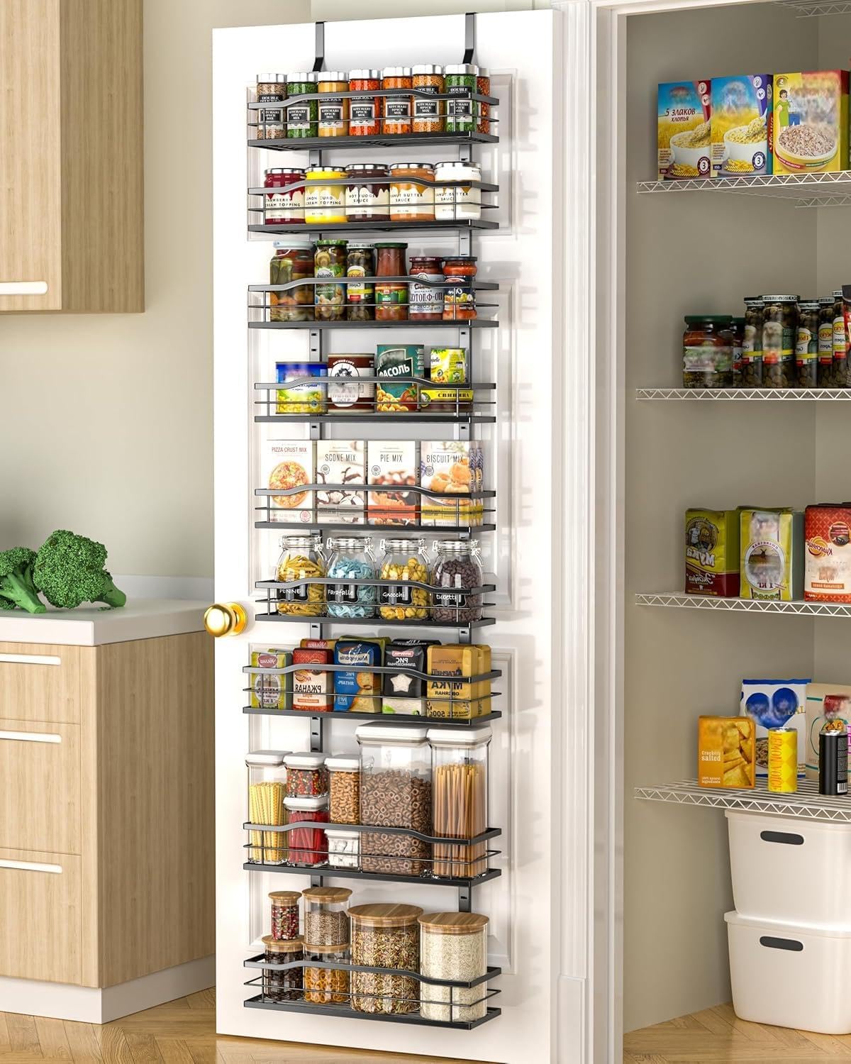 Narrow 9-Tier Over The Door Pantry Organizer for Space Saving