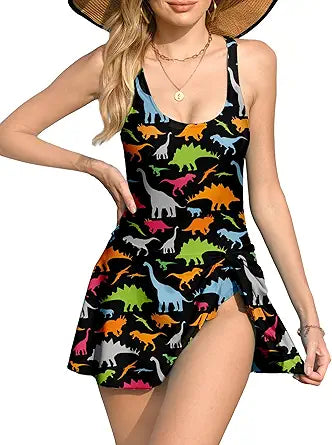 Goodstoworld Women One Piece Swimsuit Tummy Control Swimdress