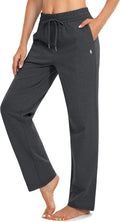 Women's Cotton Sweatpants with Pockets - Open Bottom Lounge Fit