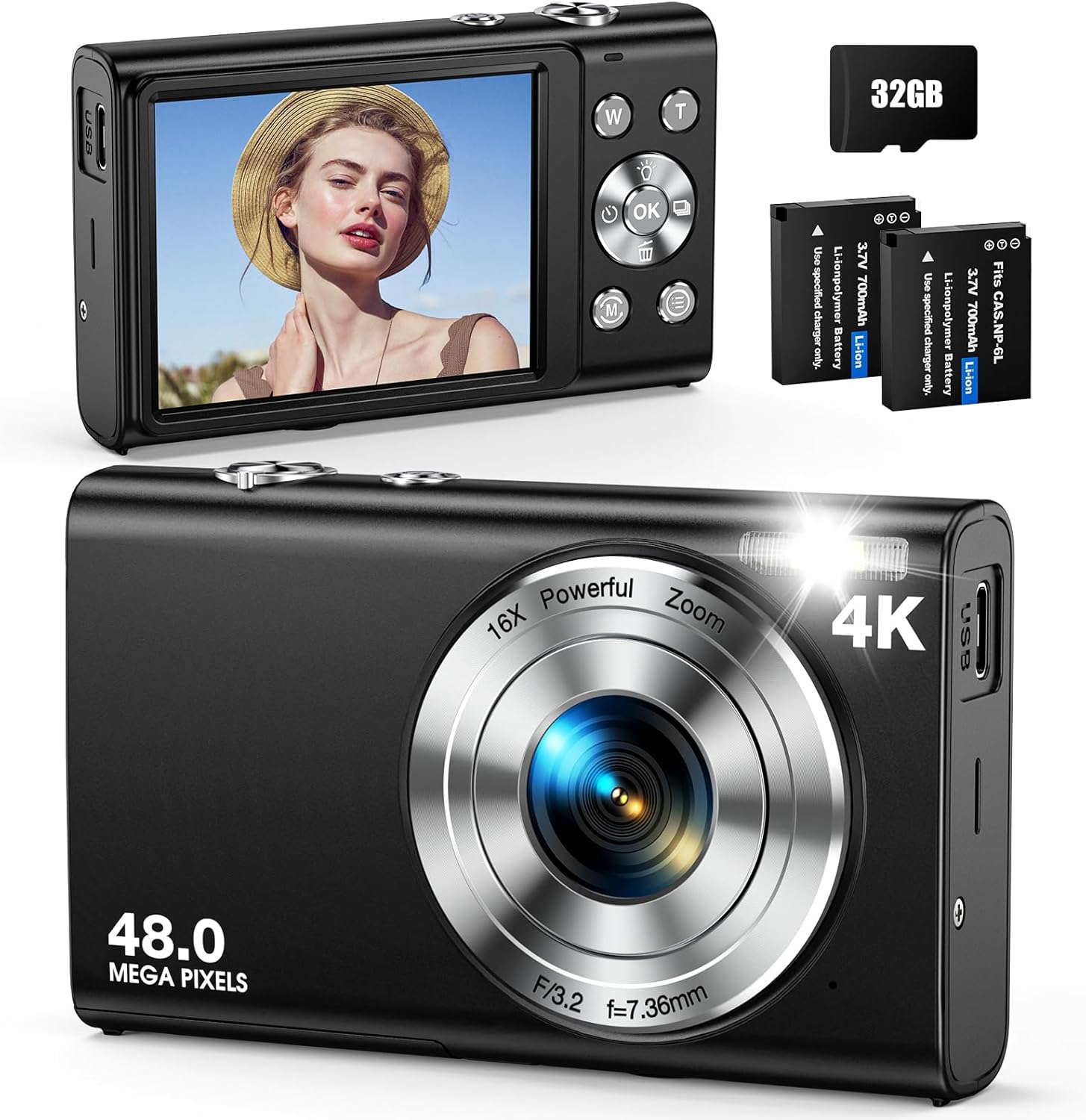 Ultra HD Vlogging Camera Kit: Autofocus 48MP 4K Zoom