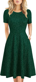 Women's Elegant Knee Length A-Line Dress Vintage 50s Floral HELYO
