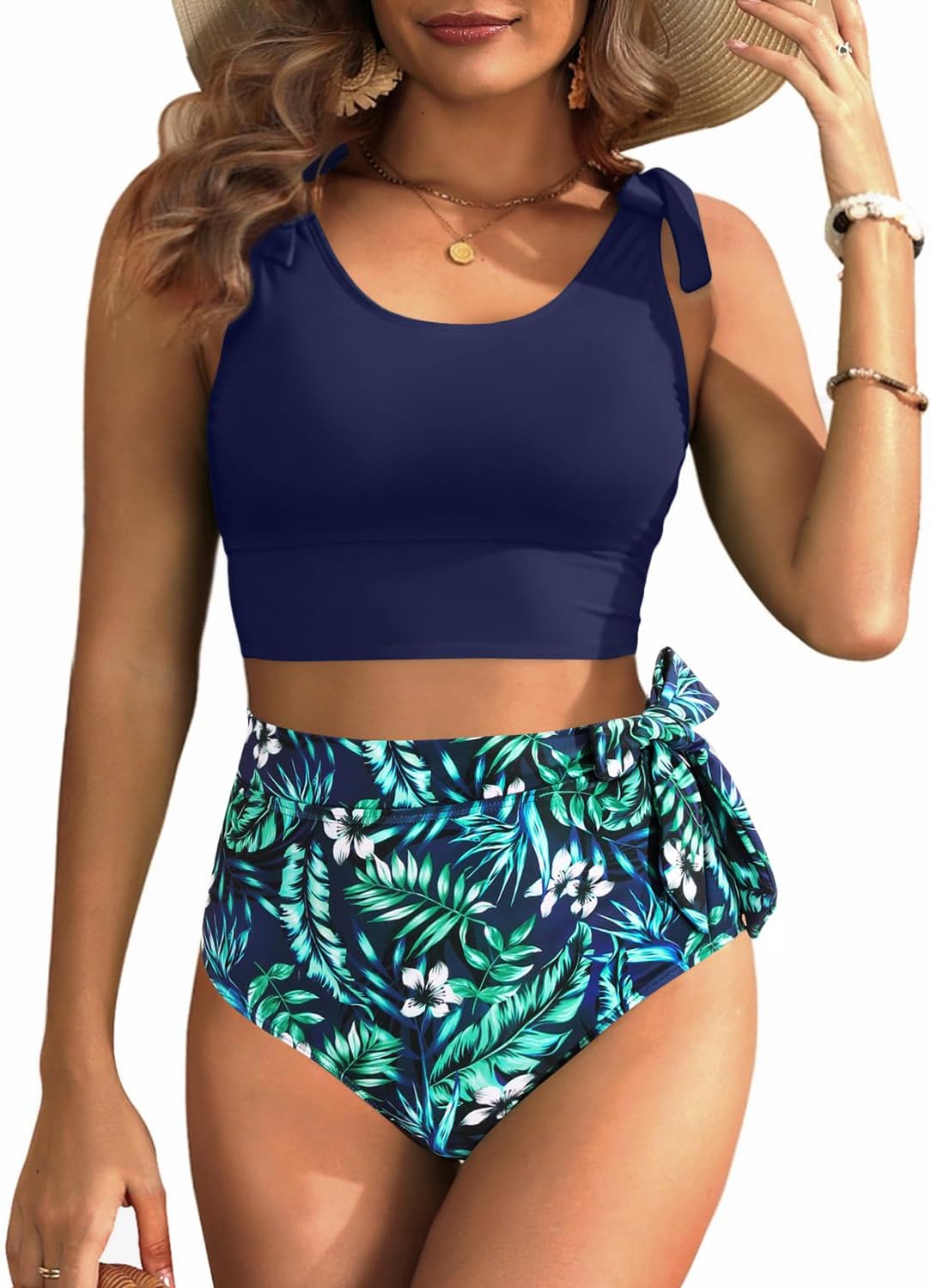Two Piece High Waisted Swimsuits for Women with Tummy Control