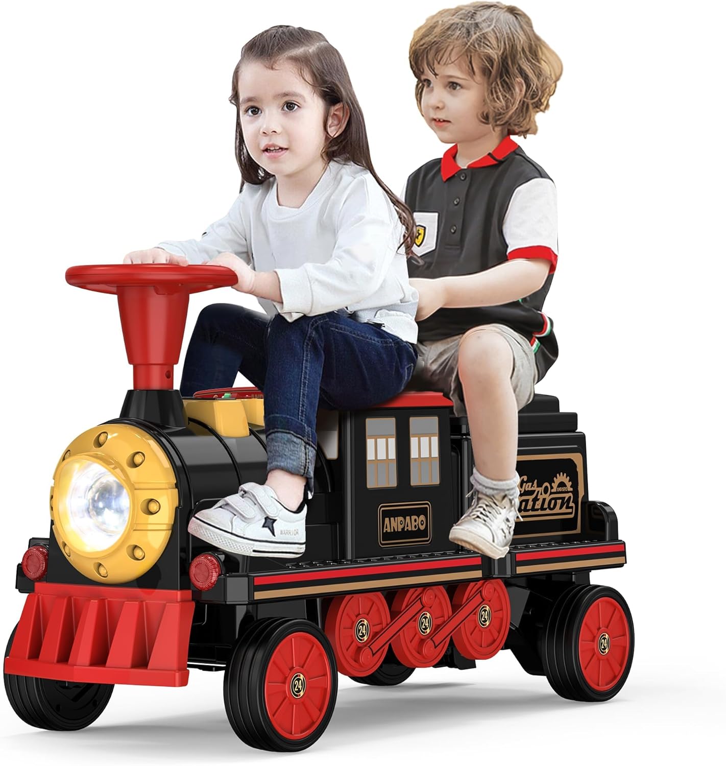 Trackless 2-Seater Ride On Train for Kids with Adjustable Seat