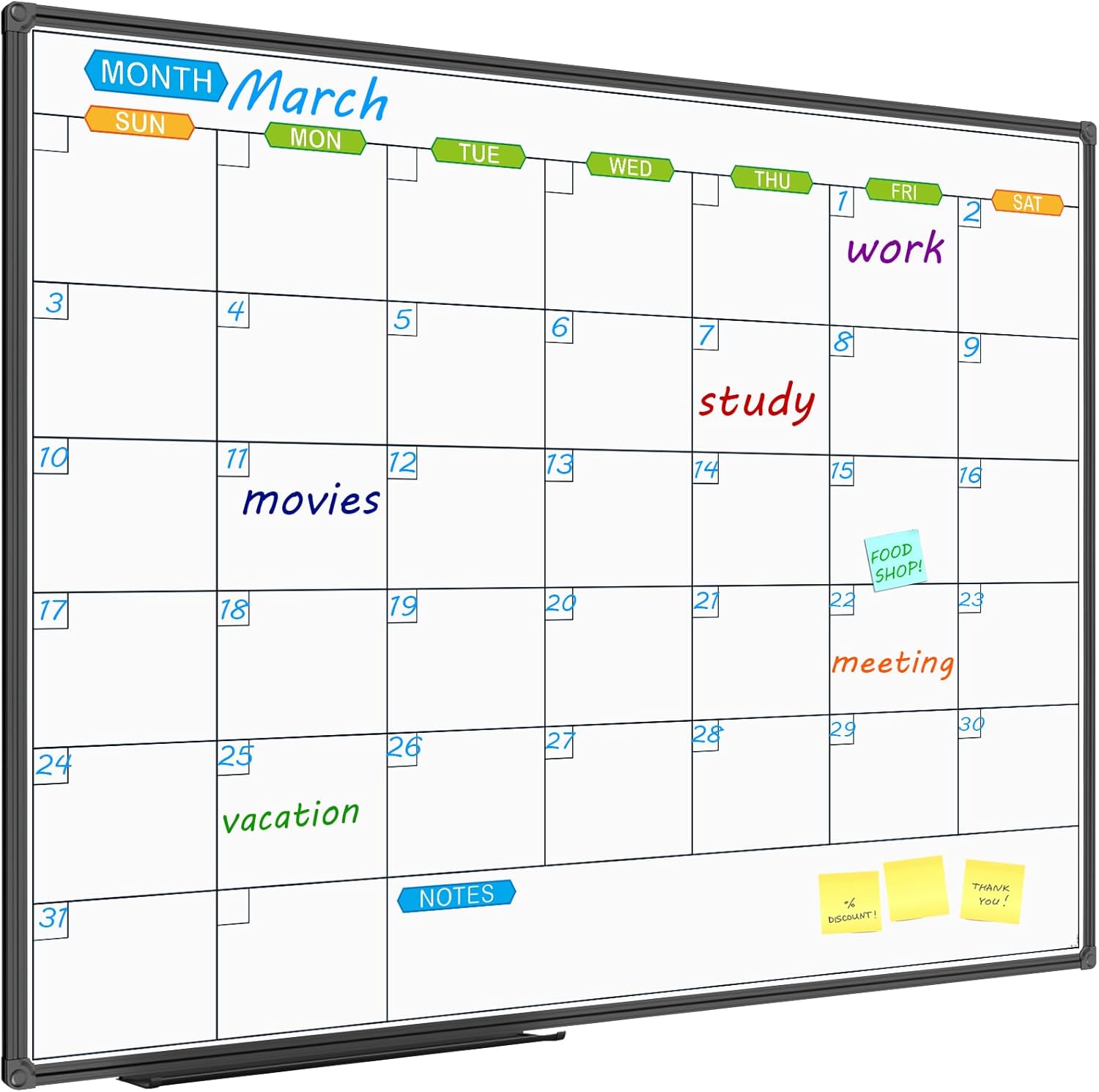 JILoffice Dry Erase Calendar Whiteboard 48 X 36 Inch for Home