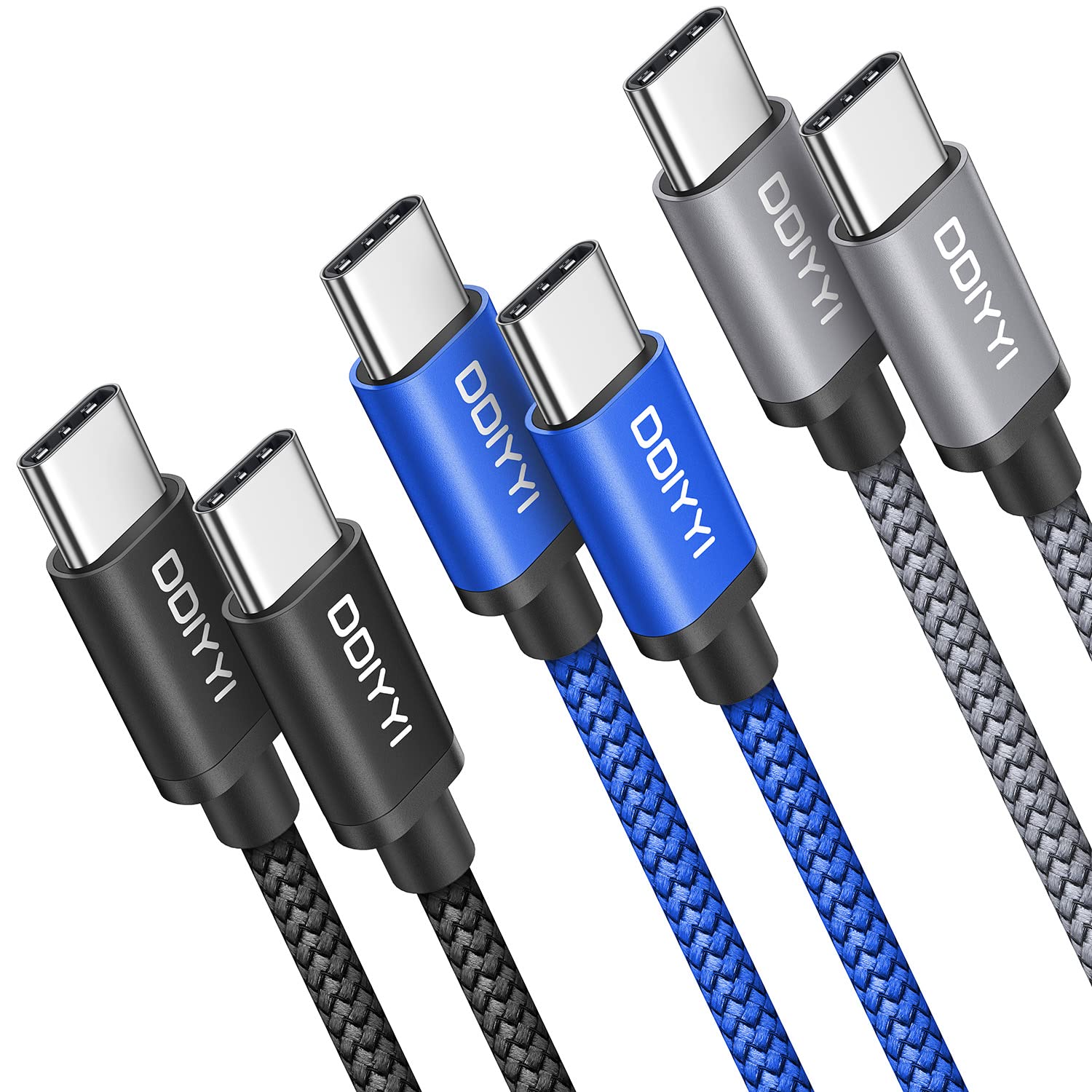 Fast Charge 3-Pack USB C Cable for iPhone & Samsung | 60W PD 3A